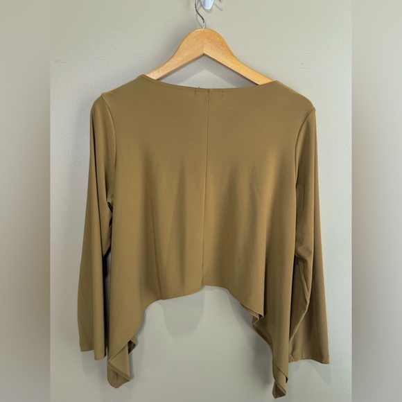 Sun Kim Aruba Topper Asymmetrical Blouse Olive color Long sleeves Lagenlook Smal - Picture 2 of 6